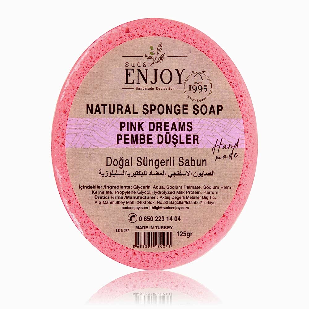 Natural Pink Dreams Handmade Sponge Shower Soap
